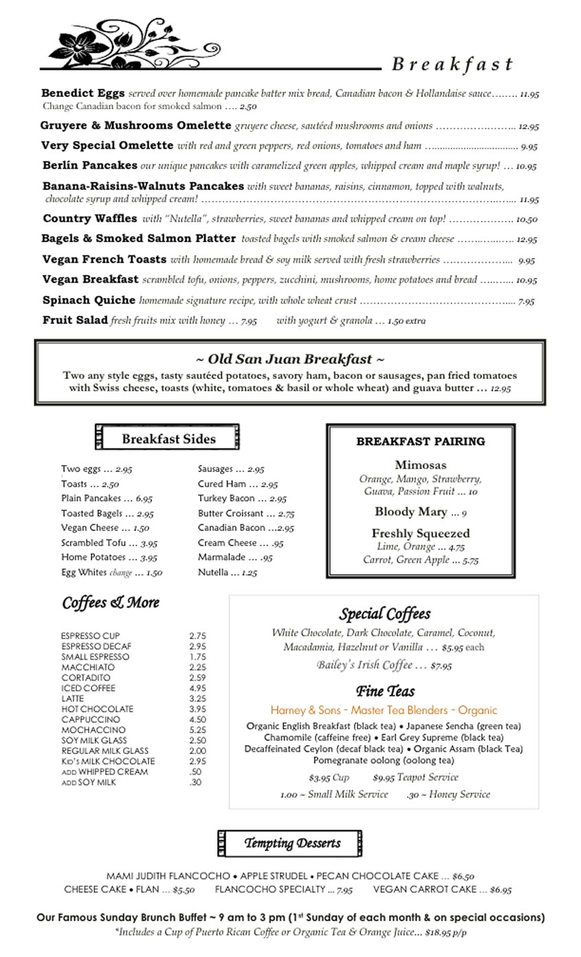 Cafe Berlin Menu San Juan Cafe Berlin Menu San Juan