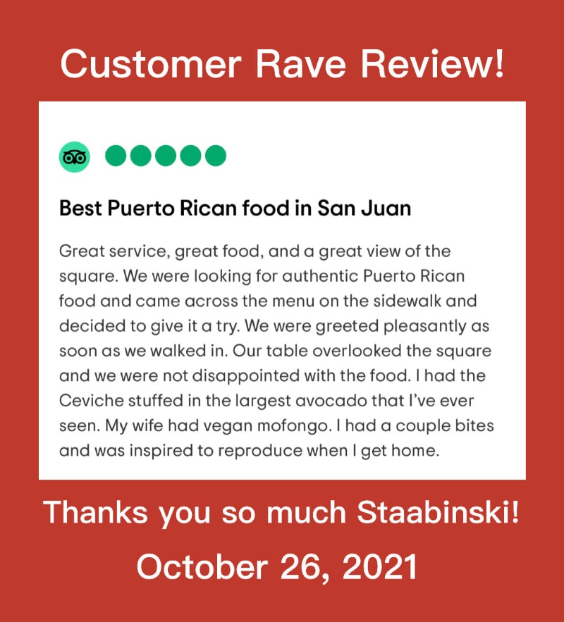 5 star review of Cafe Berlin Restaurant in Old San Juan Puerto Rico